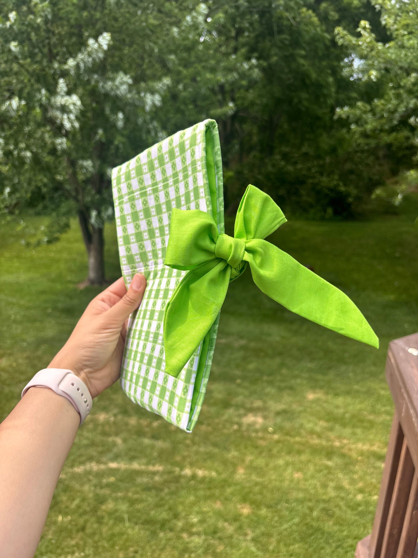 Green Gingham - Book Sleeve